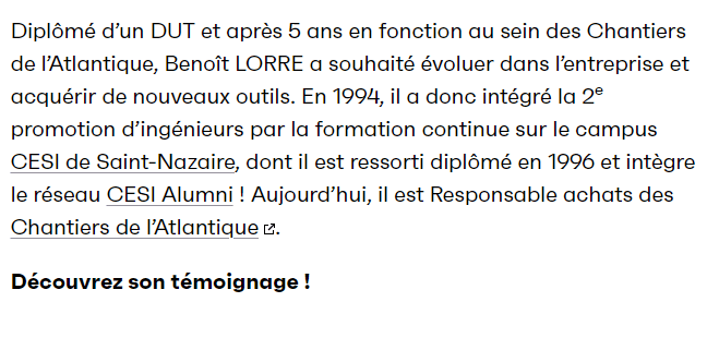 Rencontre avec nos Alumni : Benoît LORRE, diplômé ingénieur CESI en 1996, aujourd’hui Responsable achats des Chantiers de l’Atlantique !