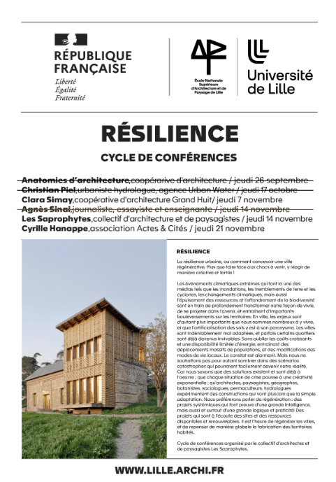 ⚠ Cycle de conférence “Résilience” – Mis à jour ⚠