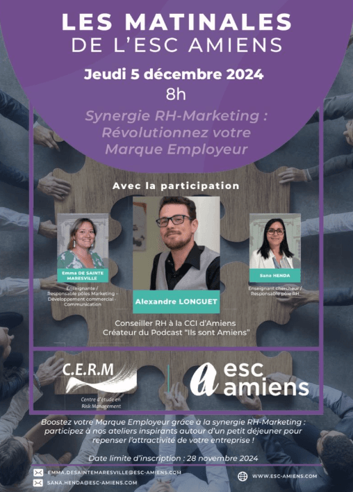 L’ESC Amiens a le plaisir de vous inviter à un petit déjeuner professionnel le jeudi 5 décembre 2024 à 8 heures dans les locaux de l’École.