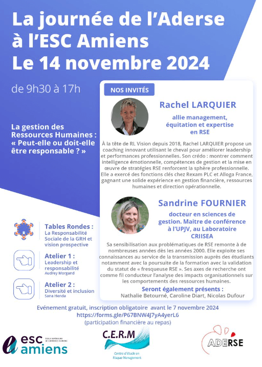 📆 Attention plus que deux jours pour vous inscrire à la journée de l&rsquo;Aderse à l&rsquo;ESC Amiens le 14 Novembre 2024 de 9h30 à 17h00