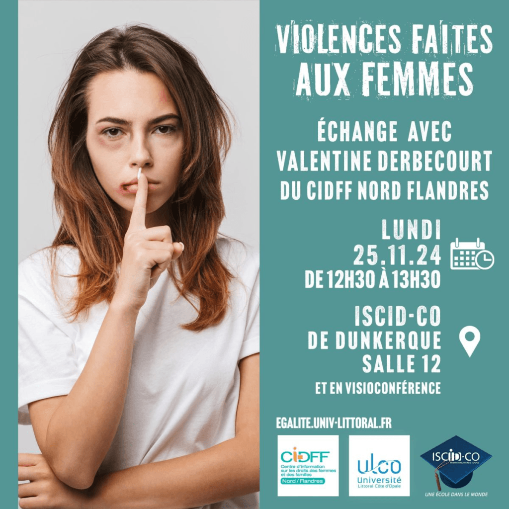 Journée internationale de lutte contre les violences faites aux femmes : Échange avec le CIDFF, se déroulera le lundi 25 novembre de 12h30 à 13h30