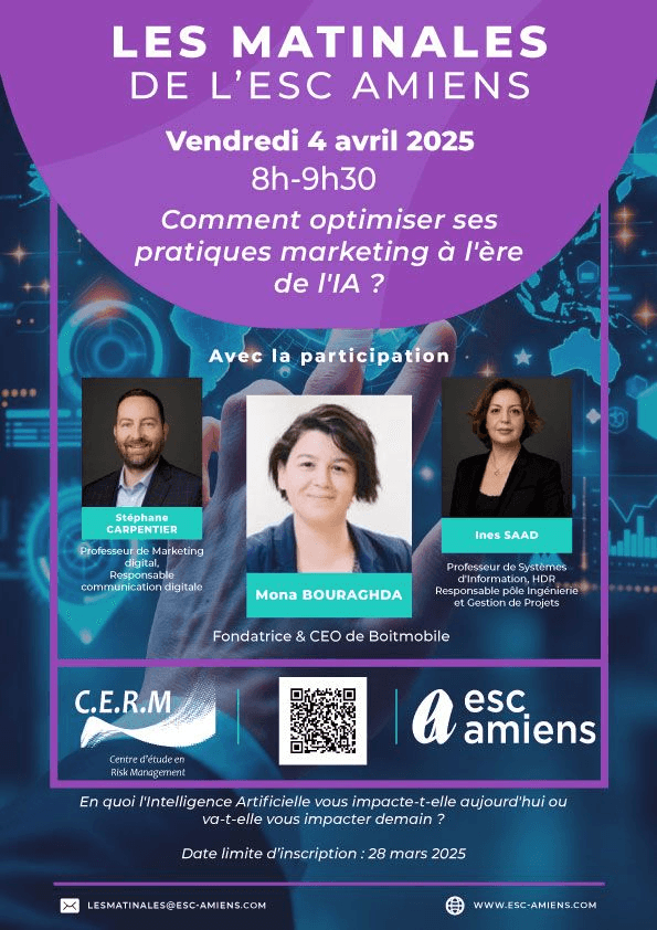 Dans le cadre de ses « Matinales », l’ESC Amiens a le plaisir de vous inviter à un petit déjeuner professionnel le vendredi 4 avril 2025 à 8 heures dans les locaux de l’École