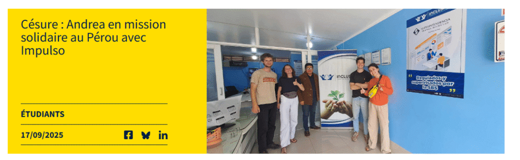 Césure : Andrea en mission solidaire au Pérou avec Impulso