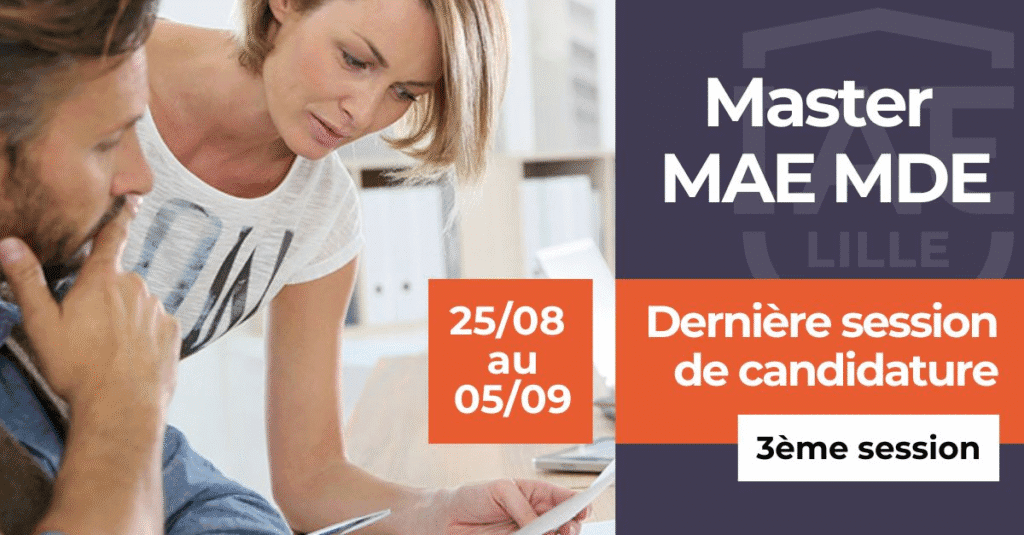  Plus que 2 jours pour candidater à la 3ème et dernière session du Master Management et Administration des Entreprises, parcours Management et Développement des Entreprises (MAE MDE) !