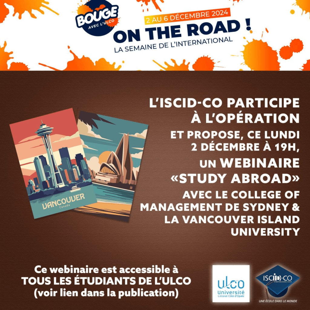 Webinaire « Study Abroad » (Australie / Canada) : lundi 2 décembre 2024 à 19h